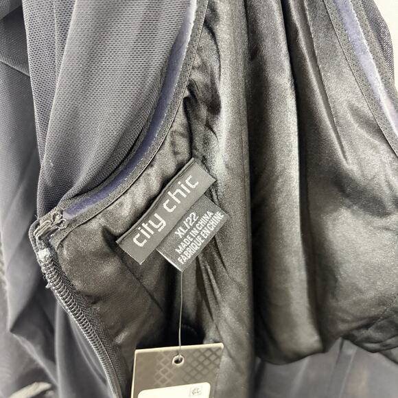 City Chic Size XL/ 22 Lana Bodycon Cocktail Dress Black Sheer Long Sleeve Formal - Picture 8 of 9